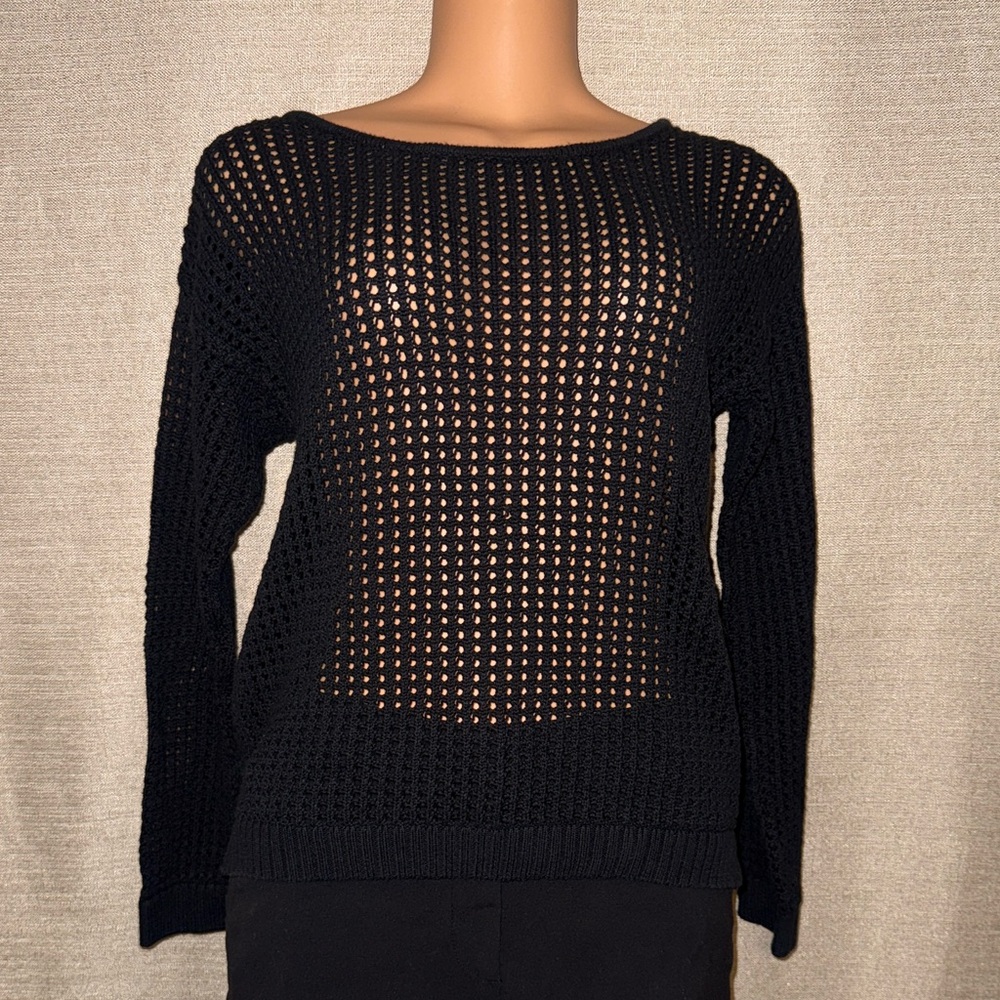 Jeanne Pierre black crocheted sweater